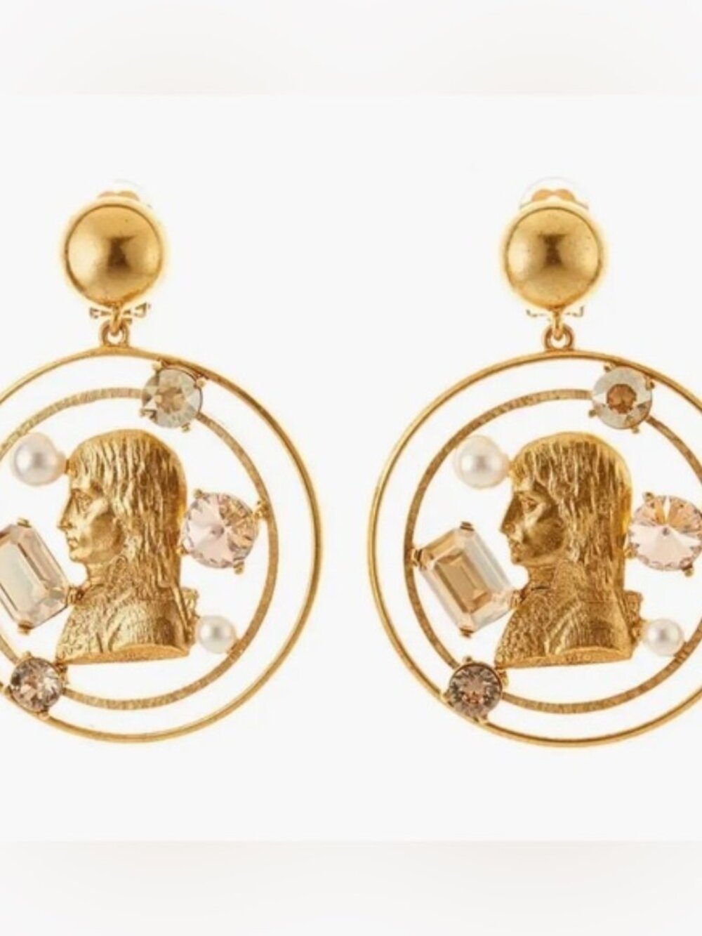 Rare! Oscar De La Renta Open Coin-Drop Earrings